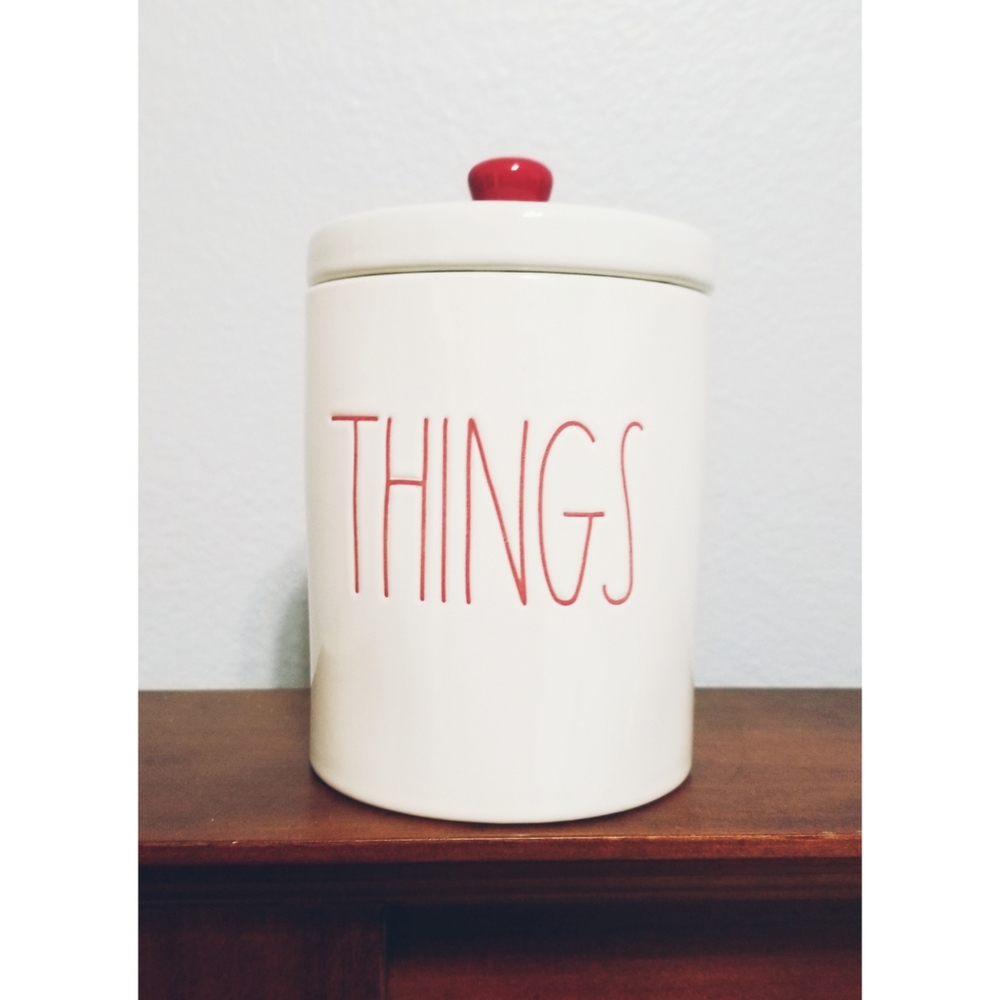Rae Dunn THINGS Jar with Red Accents
